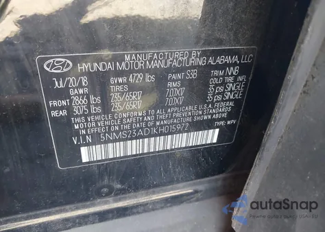 2019 Hyundai Santa Fe Se из США, поврежденный, VIN 5NMS23AD1KH015972